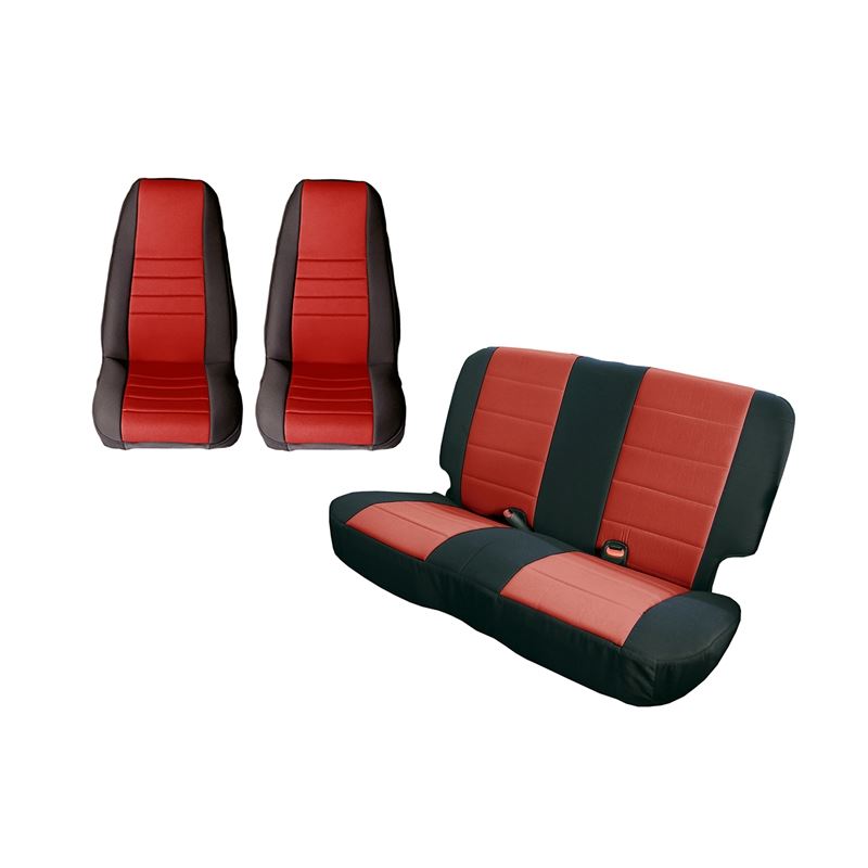 Seat Cover Kit, Black/Red; 80-90 Jeep CJ/Wrangler