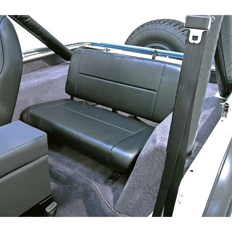 Fixed Rear Seat, Black; 55-95 Jeep CJ/Wrangler YJ