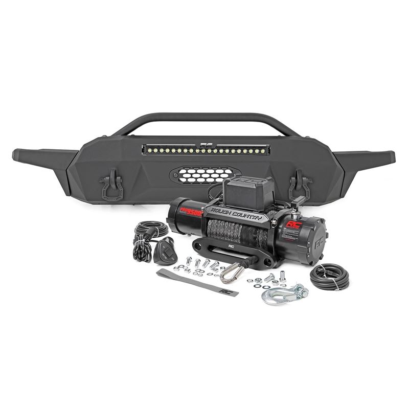 Front Bumper Hybrid 20" Blk LED 9500-Lb Winch