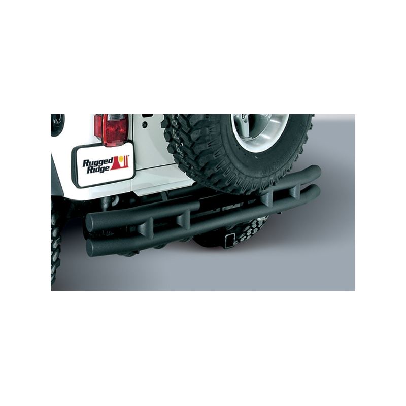 Double Tube Rear Bumper with Hitch, 3 Inch; 87-06