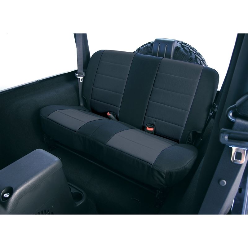Fabric Rear Seat Covers, Black; 80-95 Jeep CJ/Wran