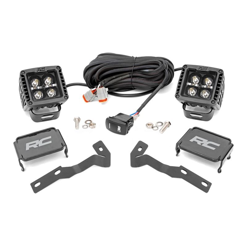 LED Light Kit Ditch Mount 2" Black Pair White