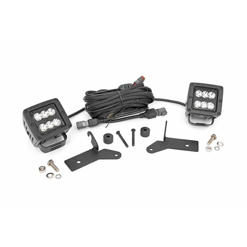 LED Light Kit Hinge Mount 2" Black Pair Jeep