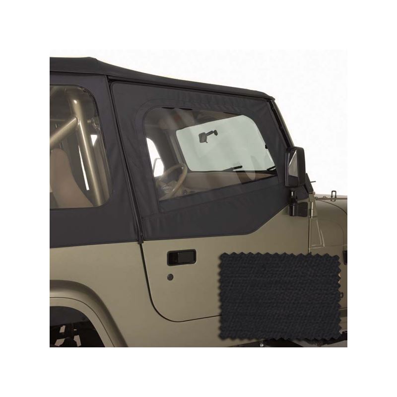 Upper Soft Door Kit, Black Diamond; 88-95 Jeep Wra