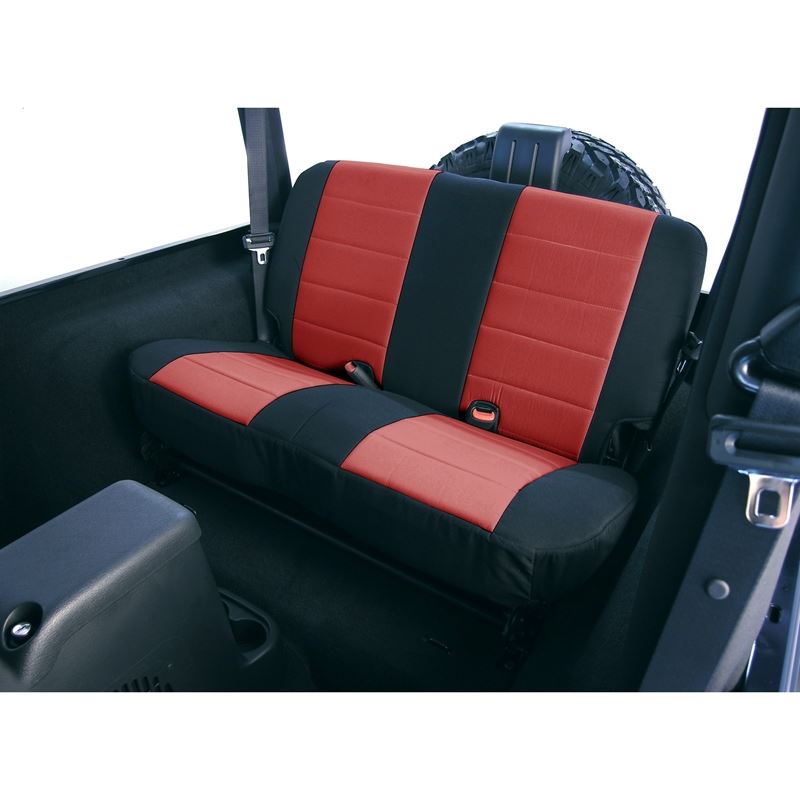 Neoprene Rear Seat Covers, Red; 80-95 Jeep CJ/Wran
