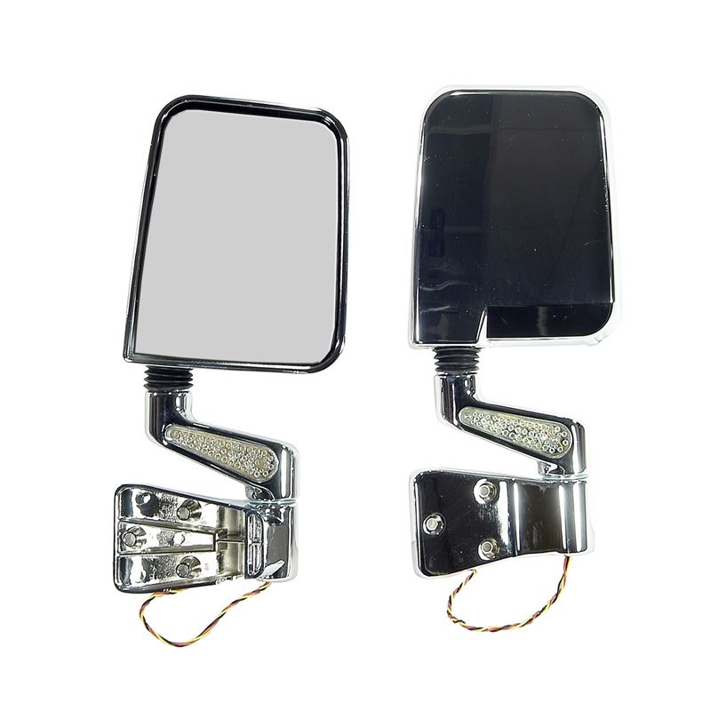 Door Mirror Kit, LED Turn Signals, Chrome; 87-02 J
