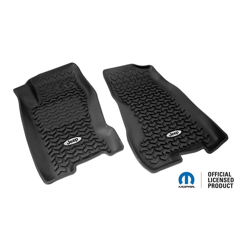 Floor Liners, Front, Black, Jeep Logo; 99-04 Jeep