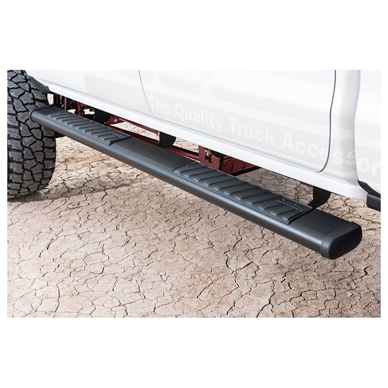 Textured Black Steel Side Steps 6 in. Oval Cab Len