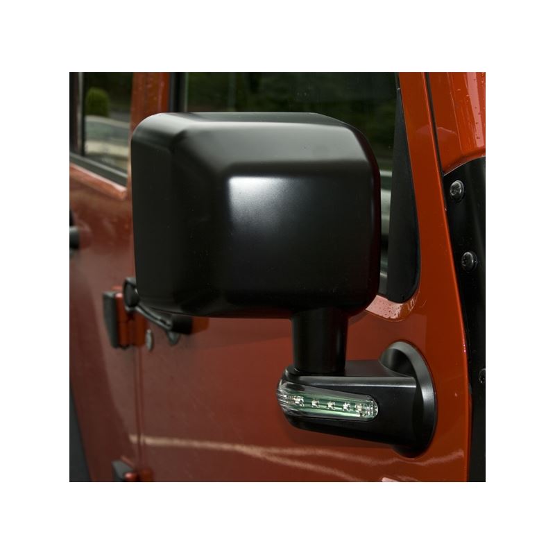 Door Mirror with LED Signals, Black, Right; 07-16