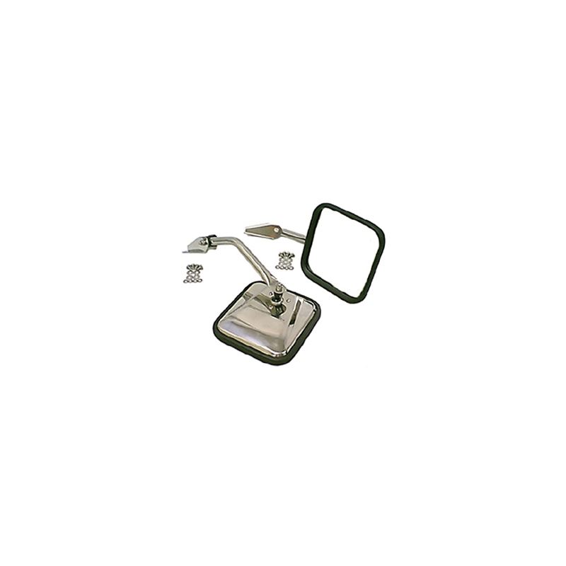 Side Mirror Kit, Stainless Steel; 55-86 Jeep CJ Mo