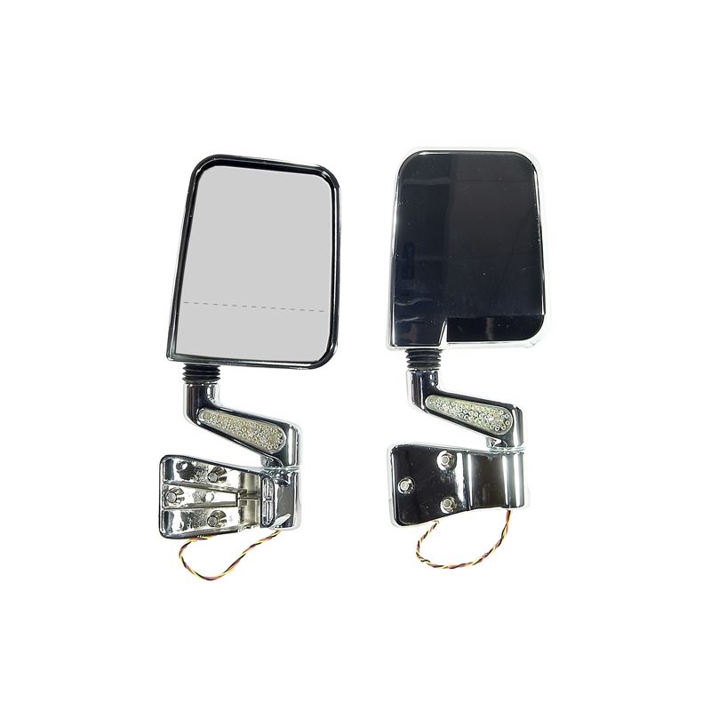 Door Mirror Kit, LED Signal, Dual Focus, Chrome; 8