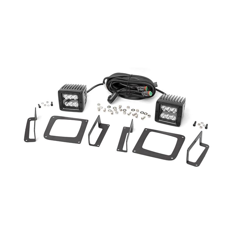 LED Light Kit Fog Mount 2" Black Pair GMC Sie