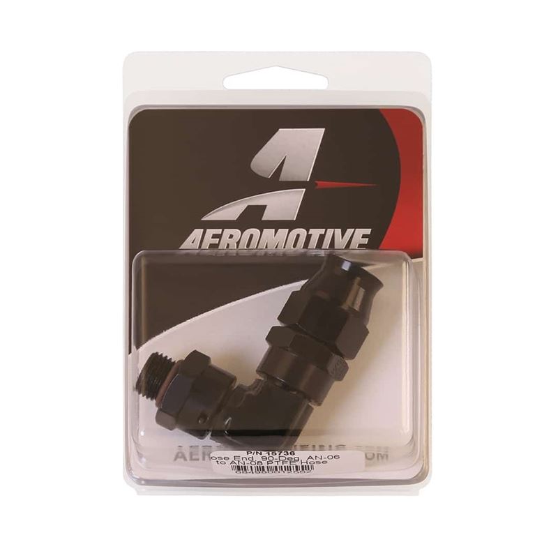 Aeromotive Fuel System AN-08 Hose End 90 to ORB-06 Direct Port for PTFE  Stainless Braided Line. (15736)