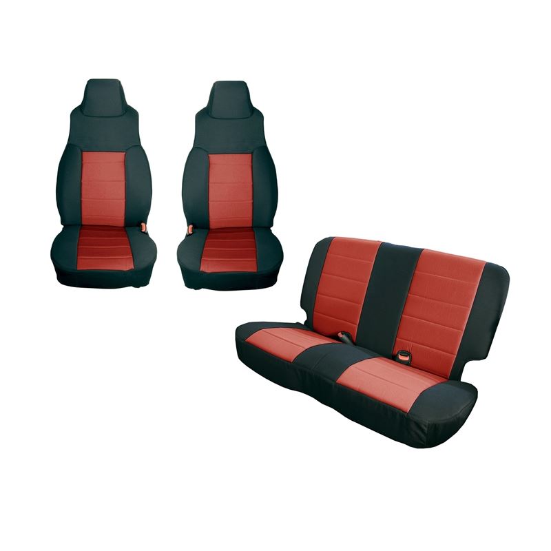 Seat Cover Kit, Black/Red; 03-06 Jeep Wrangler TJ