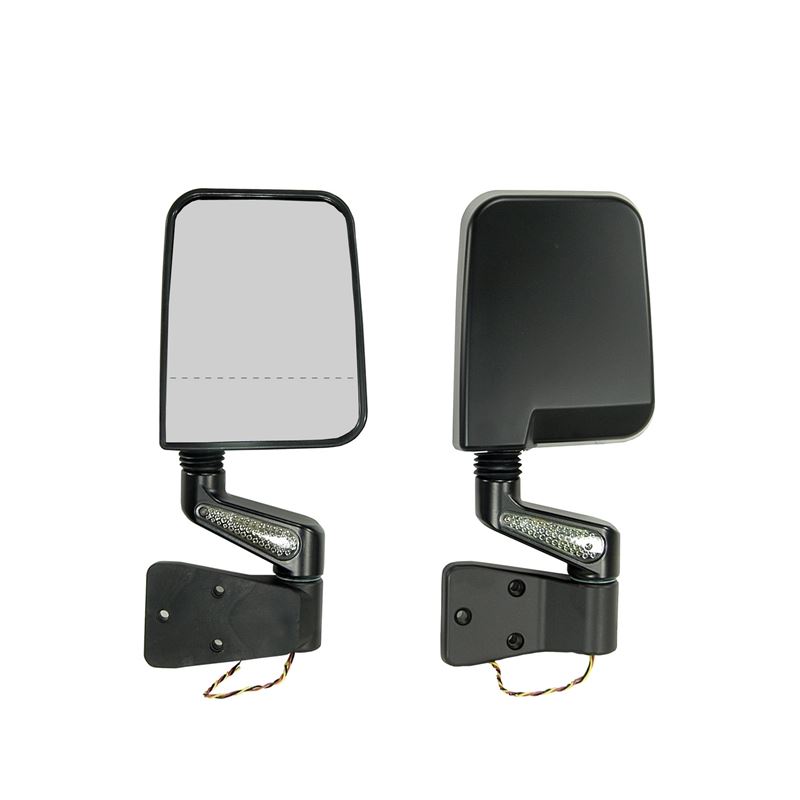 Door Mirror Kit, LED Signal, Dual Focus, Black; 87