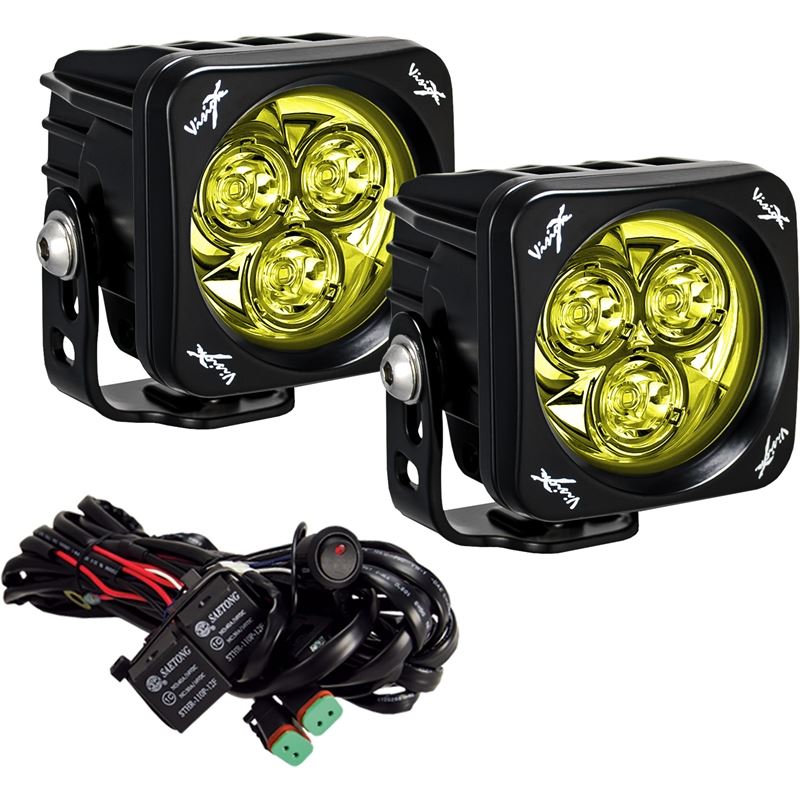 PAIR OF 3.0" SQUARE SELECTIVE YELLOW 3 LED CA