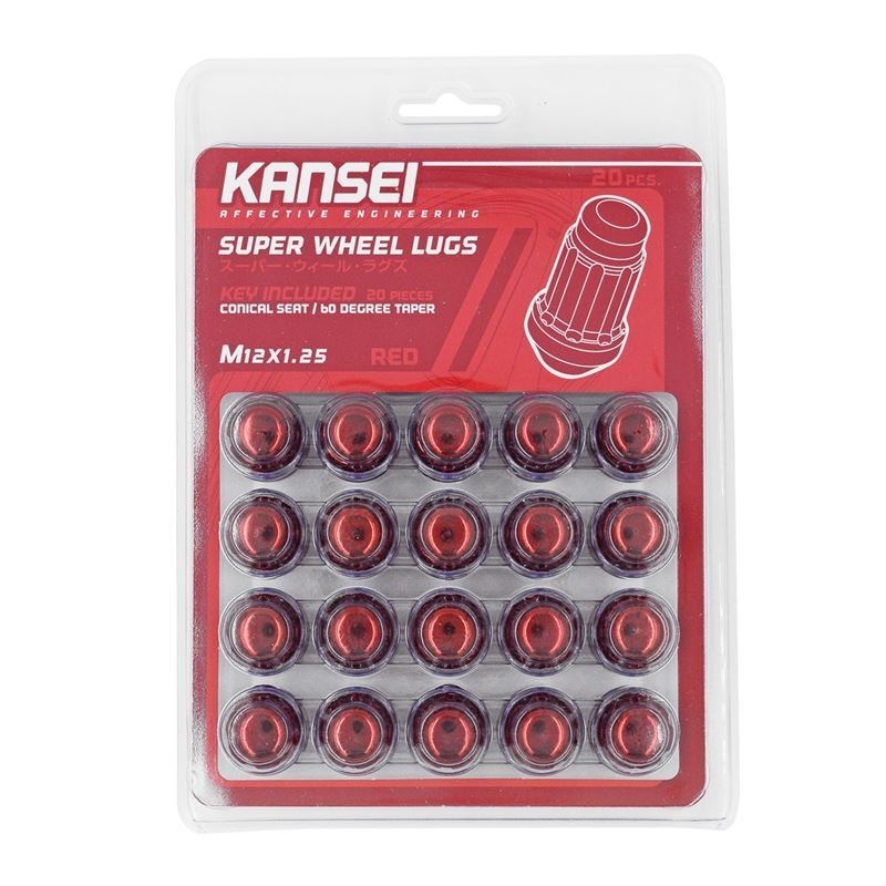 Kansei 12x1.25 Red Spline Acorn (20pcs./Kit) (K-L3