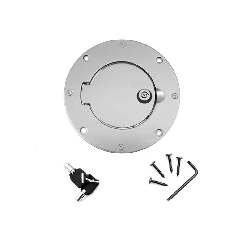 Brushed Aluminum Locking Gas Hatch Cover; 97-06 Je