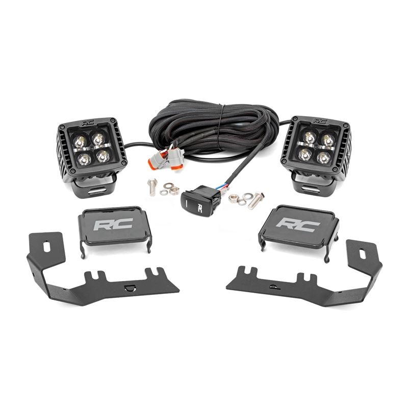 LED Ditch Light Kit 2in Black Pair Amber DRL Chevy