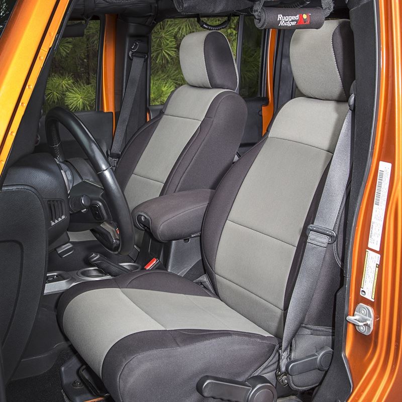 Seat Cover Kit, Black/Gray; 07-10 Jeep Wrangler JK