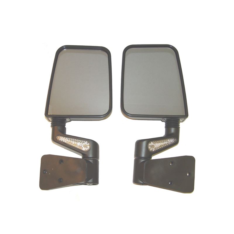 Heated Door Mirror Kit, LED Signals, Black; 87-02