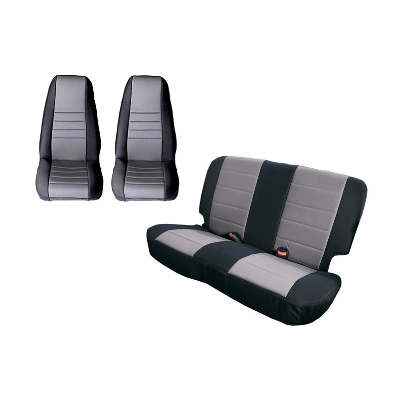 Seat Cover Kit, Black/Gray; 80-90 Jeep CJ/Wrangler