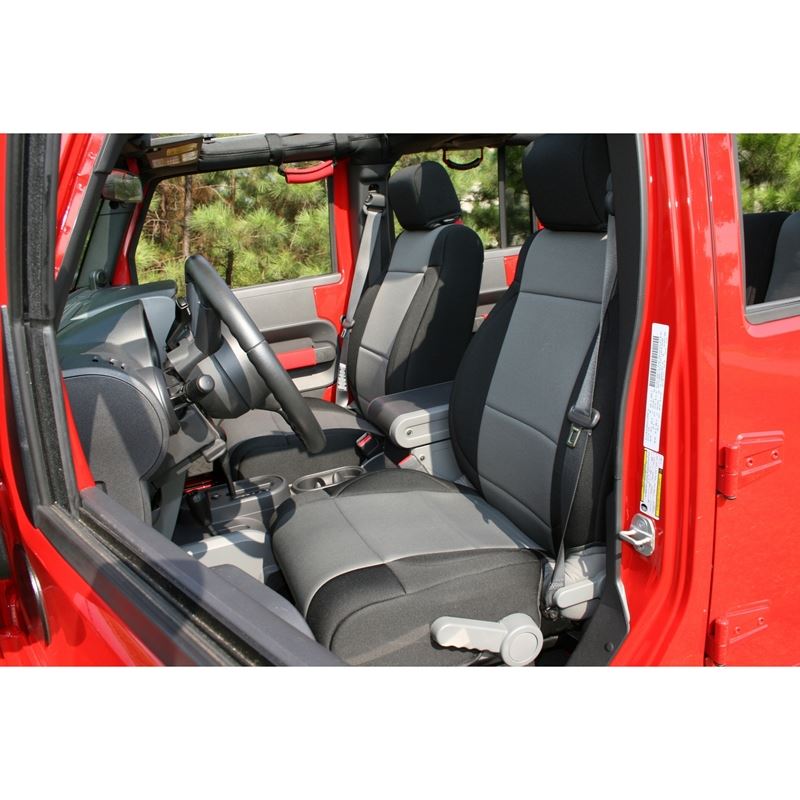Neoprene Front Seat Covers, Black/Gray; 07-10 Jeep